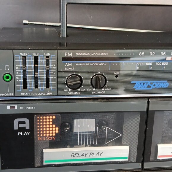Vintage 1980’s Sony Boombox Blaster CFS-W360 Everything Works But Left Tape Deck - Picture 7 of 16